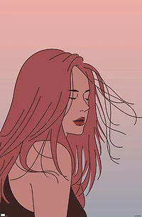 Femme dessinée à la main avec les cheveux au vent