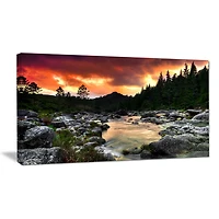 Tableau mural très large Design Art Bord Paysage Rivière des rocheuses au couchée de soleil