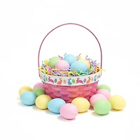 Panier en bambou imprimé de lapin, rose