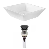 American Imaginations -in. W Above Counter White Bathroom Vessel Sink Set For Wall Mount Drilling AI