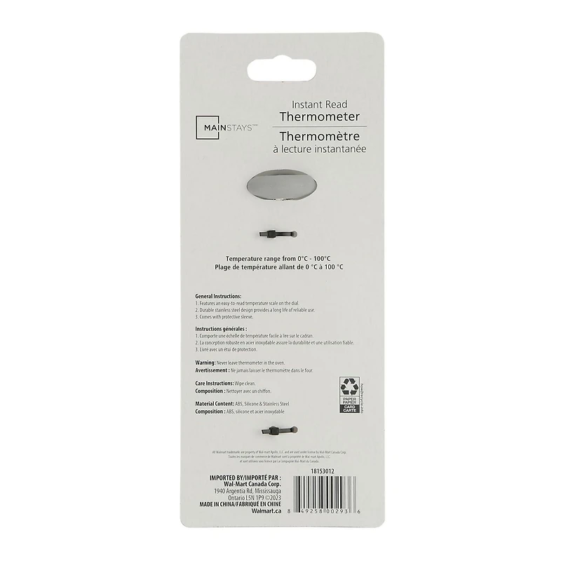 Thermomètre à lecture instantanée Mainstays de Lire le thermomètre