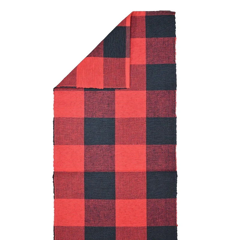 Fabstyles Buffalo Check Cotton Table Runner, Washable Woven Table Runner for Dining, Kitchen, Coffee, and Patio Table