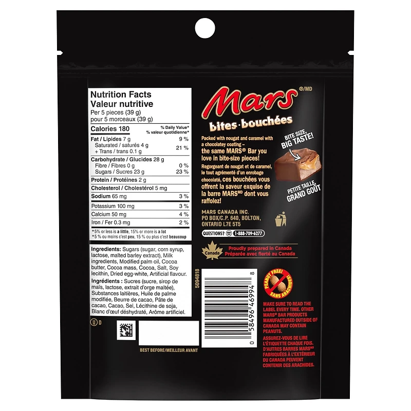 MARS, Peanut Free Chocolate Candy Bites, Bag, 170g
