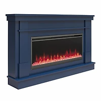 Novogratz Waverly Wide Mantel with Linear Electric Fireplace & Crystal Ember Bed, White Marble