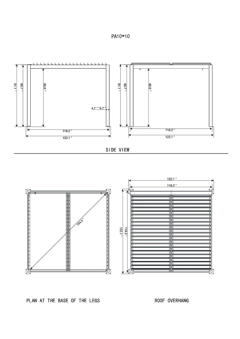 Vikos 10 x10 Aluminum stand alone Pergola
