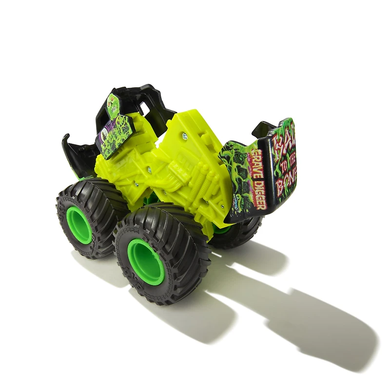 Monster Jam Smash & Bash Grave Digger, Monster truck réparable en métal moulé à l'échelle 1:64, jouets pour garçons et filles à partir de 3 ans
