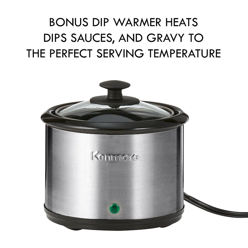 Kenmore Cuiseur Lent Programmable 7-Qt avec Casserole (6.6L), Noir & Argent, Facile à Utiliser pour les Repas en Famille