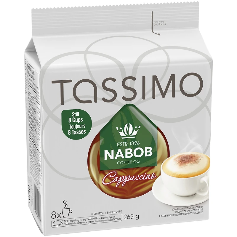 Tassimo Nabob Cappuccino Coffee Single Serve T-Discs, Medium, 8 Cappuccinos