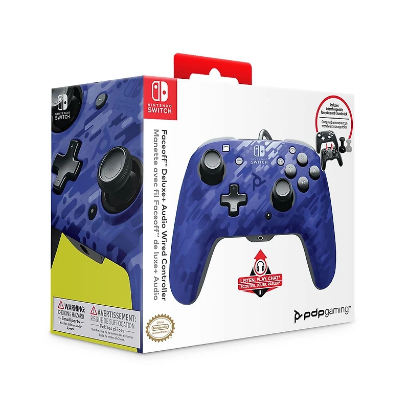 Faceoff™ Deluxe+ Audio Wired Controller: Blue Camo, Nintendo Switch