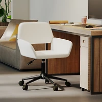 Homy Casa Chaise de Bureau Pivotante 24 po, 1 Pièce, Fauteuil de Bureau Réglable en Chenille avec Base en Métal pour Bureau, Coiffeuse, Étude, Beige