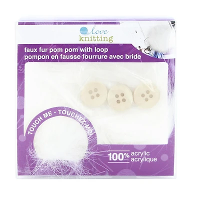 Love Knitting Pom Pom 4" White - 2pcs, 2pcs