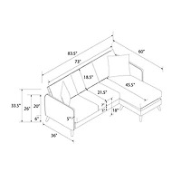 Novogratz Magnolia Reversible Sectional Sofa with Pillows
