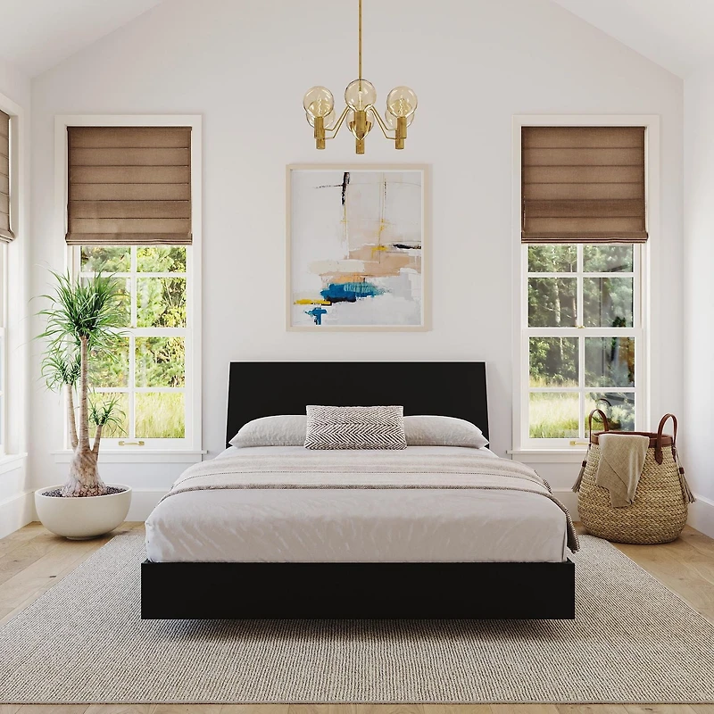 Nexera Corbo Platform Bed and Headboard, Black