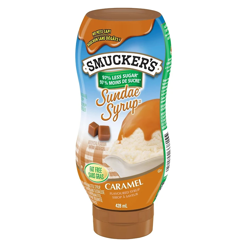 Smucker's Sundae Syrup, Caramel Flavoured Syrup, No Sugar Added, 428mL, 428 mL