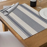 Vinyl Placemat Bistro Stripe Blue 12 X 18 - Set of 12