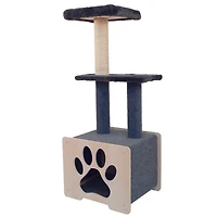 Hut Hideout - Deluxe 3-Level Cat Tree (Grey)