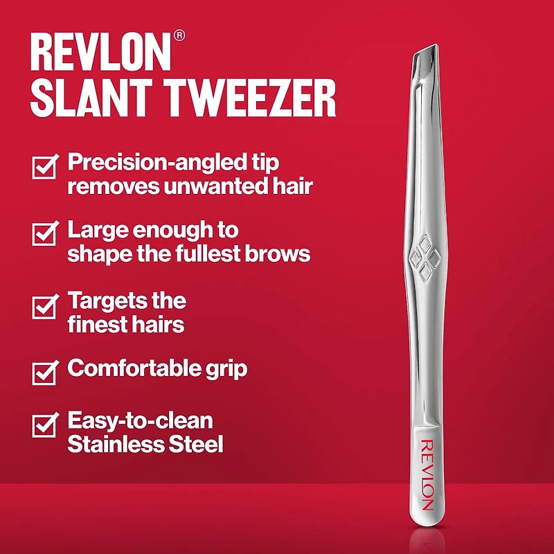 Pince à épiler à bouts obliques Revlon, outil d’épilation polyvalent de haute précision, fabriqué en acier inoxydable de grande qualité POINTE TWZ SLT 0,031 lb