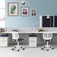 Homy Casa 2 Packs Compact Rolling Desk Chair with Swivel Function and Height Adjustment, Black Mesh