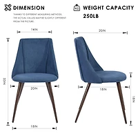Homycasa Set of 2 Dining Chairs - Upholstery Side Chair with Backrest Metal Legs for Dining Room Kitchen