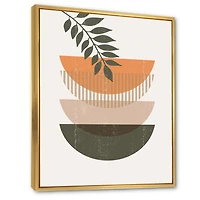 Designart Abstract Geometrical Sun and Moon With Leaf II FLOAT FRAME WALL ART