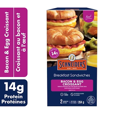 Schneiders Bacon & Egg Croissant Breakfast Sandwiches, 2 per pack, 204 g