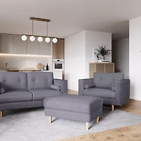 Pouf rembourré et polyvalent CorLiving Mulberry de style moderne du milieu du siècle avec pieds en bois