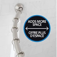 Mainstays Smart Rods Permanent-Mount Curved Shower Rod, 48" to 72", Brushed Nickel