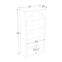 CorLiving Caldwell Engineered Wood Arched Top Adult Bookcase with 5 Shelves