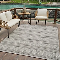 Tapis d'interieur exterieur abstrait Rug Branch Hogar, gris beige, moderne - Salon, chambre, salle a manger et cuisine
