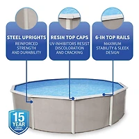 Belize 27-ft Round 52-in Deep 6-in Top Rail Metal Wall Swimming Pool Package