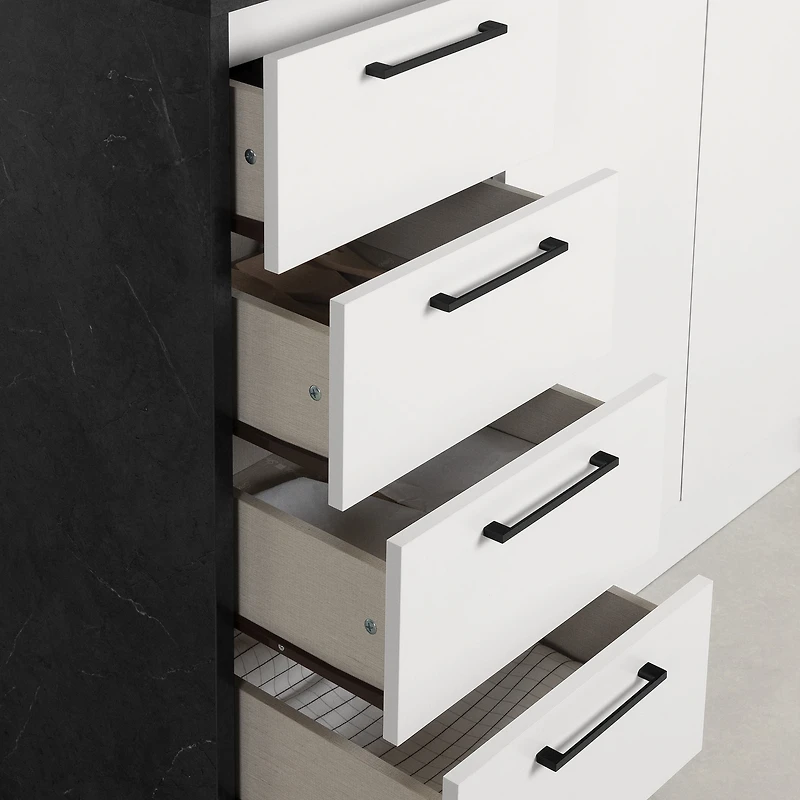 Îlot de cuisine avec rangement, fini Fausse Pierre Noire et Blanc, collection Myro de Meubles South Shore