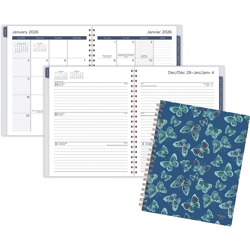 Agenda Grand Mead® Papillon Aqua W/M,26 Agenda