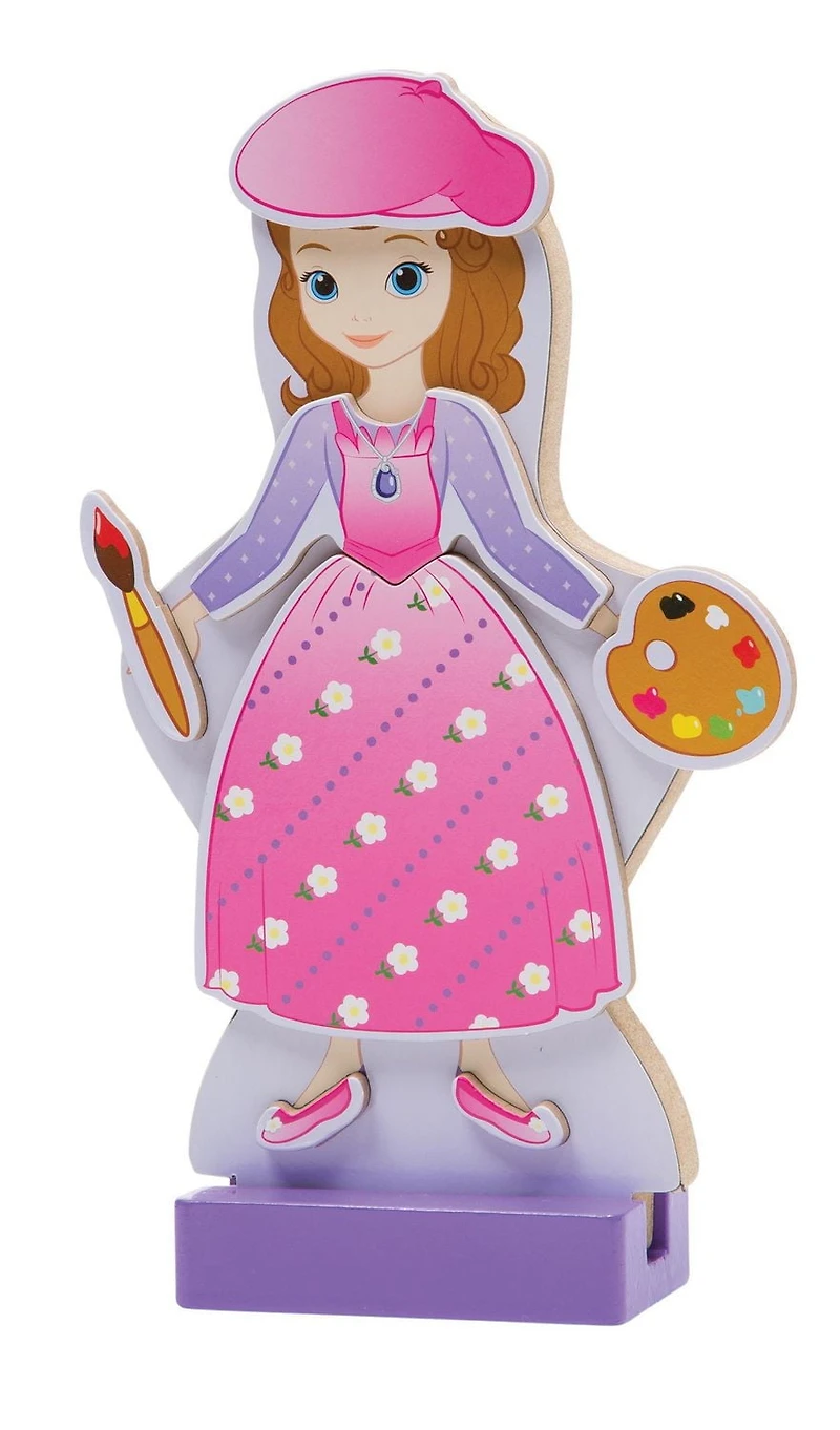 Melissa & Doug Disney Sofia the First and Princess Amber Magnetic Dress-Up Wooden Doll (Pretend Play Set, Interchangeable Pieces, Display Stands, 45+ Pieces)
