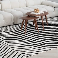 Tapis d'interieur a imprime zebre Rug Branch Domus, creme noir, moderne - Salon, chambre, salle a manger et cuisine