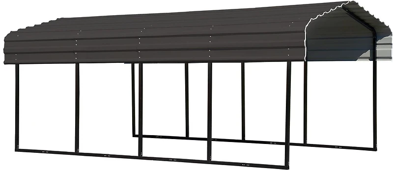 Steel Carport 10 x 20 x 7 ft. Galvanized Black/Charcoal