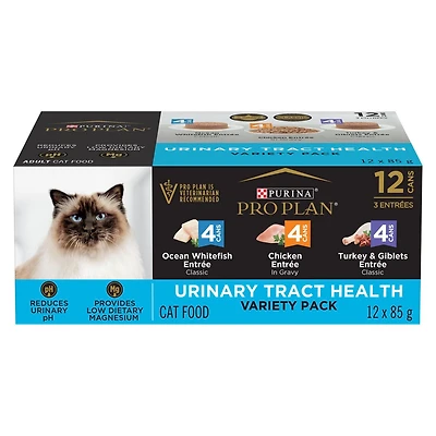 Purina Pro Plan Specialized Urinary Tract Health Variety Pack Ocean Whitefish, Chicken, Turkey, Wet Cat Food 12 x 85 g