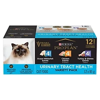 Purina Pro Plan Specialized Urinary Tract Health Variety Pack Ocean Whitefish, Chicken, Turkey, Wet Cat Food 12 x 85 g