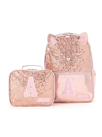Purr-fectly Pink Glitter "A" Kitty Backpack Set, Purr-fectly Pink Glitter "A" Kitty Backpack Set