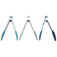 Mainstays 9" Stainless Steel Locking Tongs with Silicone Head, Navy, Grey, or Teal