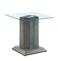 Topline Home Furnishings End Table With Glass Top and LED