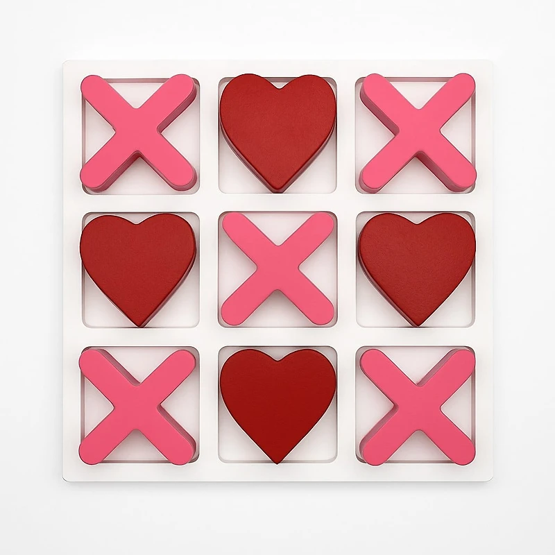 Way To Celebrate! Jeu de Tic Tac Toe rouge et rose 5,91 po, jolie déco de table Saint-Valentin