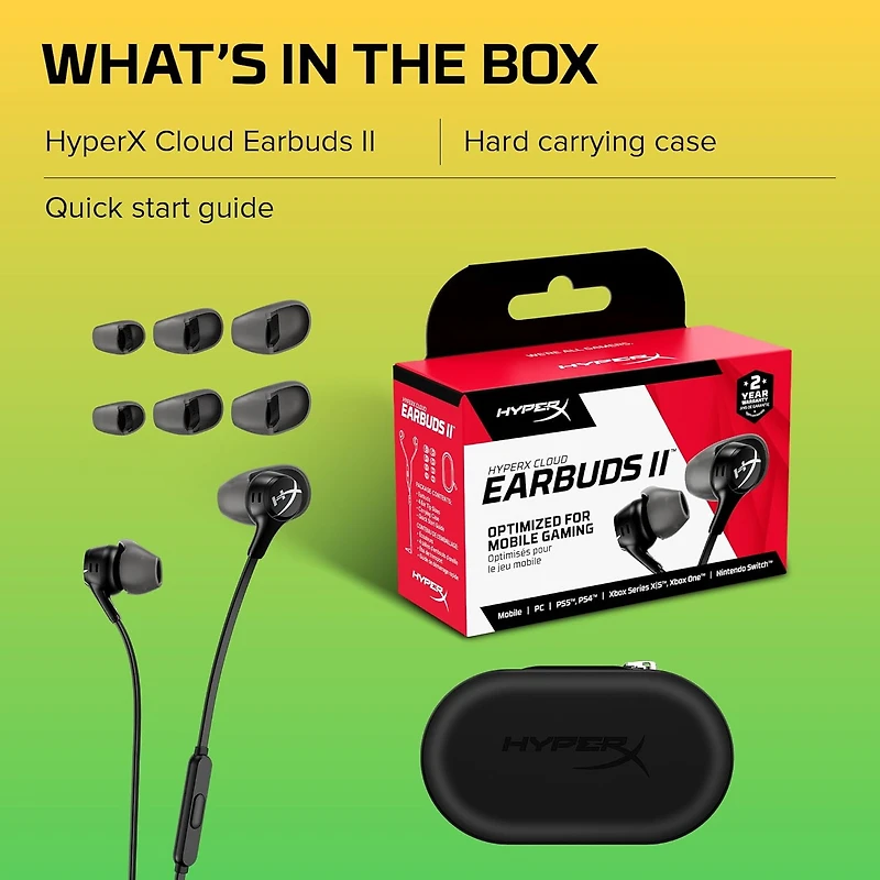 HyperX Cloud Earbuds II – Gaming Earbuds with Mic, Black