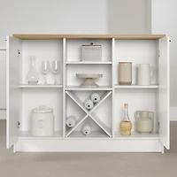 Îlot de cuisine 6 tiroirs avec portes et rangement à vin, fini Blanc et Érable noix de muscade, collection Toscano de Meubles South Shore