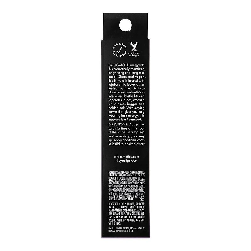 e.l.f. Cosmetics Big Mood Mascara, Volumizing Mascara, 10 g