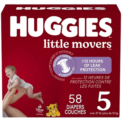 Huggies Little Movers Baby Diapers, Giga pack, Sizes 3-8 | 76-38 Count, Sizes 3-8 | 76-38 Count