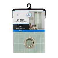 Mainstays Windowpane Sheer Curtain Panel Pair, Set of 2, White, 38" W x 84" L, 2 Set MS Sheer Curtain Panel