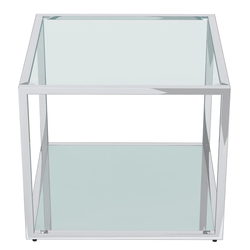 Contemporary Metal and Glass Large Square Coffee Table - Silver