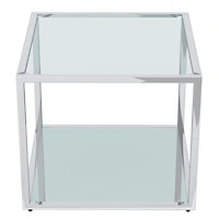 Contemporary Metal and Glass Large Square Coffee Table - Silver