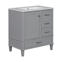 Homy Casa 30 in Modern Charcoal Grey Kitchen Sideboard with Ceramic Sink