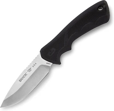 Buck Knives 685 Large BuckLite Max II, grand couteau à lame fixe, lame en acier inoxydable 420HC, manche en caoutchouc Dynaflex, gaine en polyester incluse, noir, garantie à vie 100 % chasse, camping,